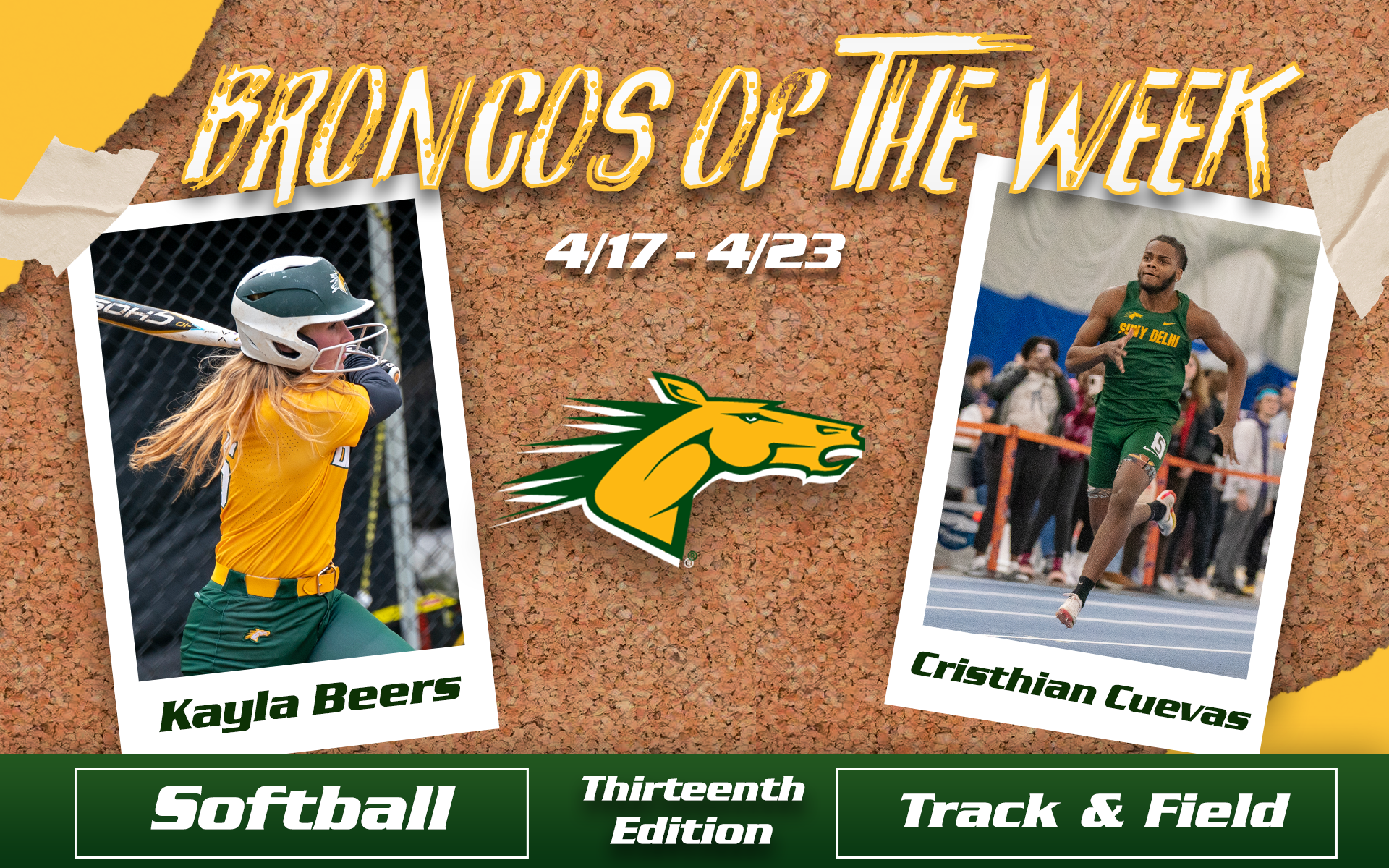 Bronco of the Week #13 Kayla Beers, Cristhian Cuevas (4/24)
