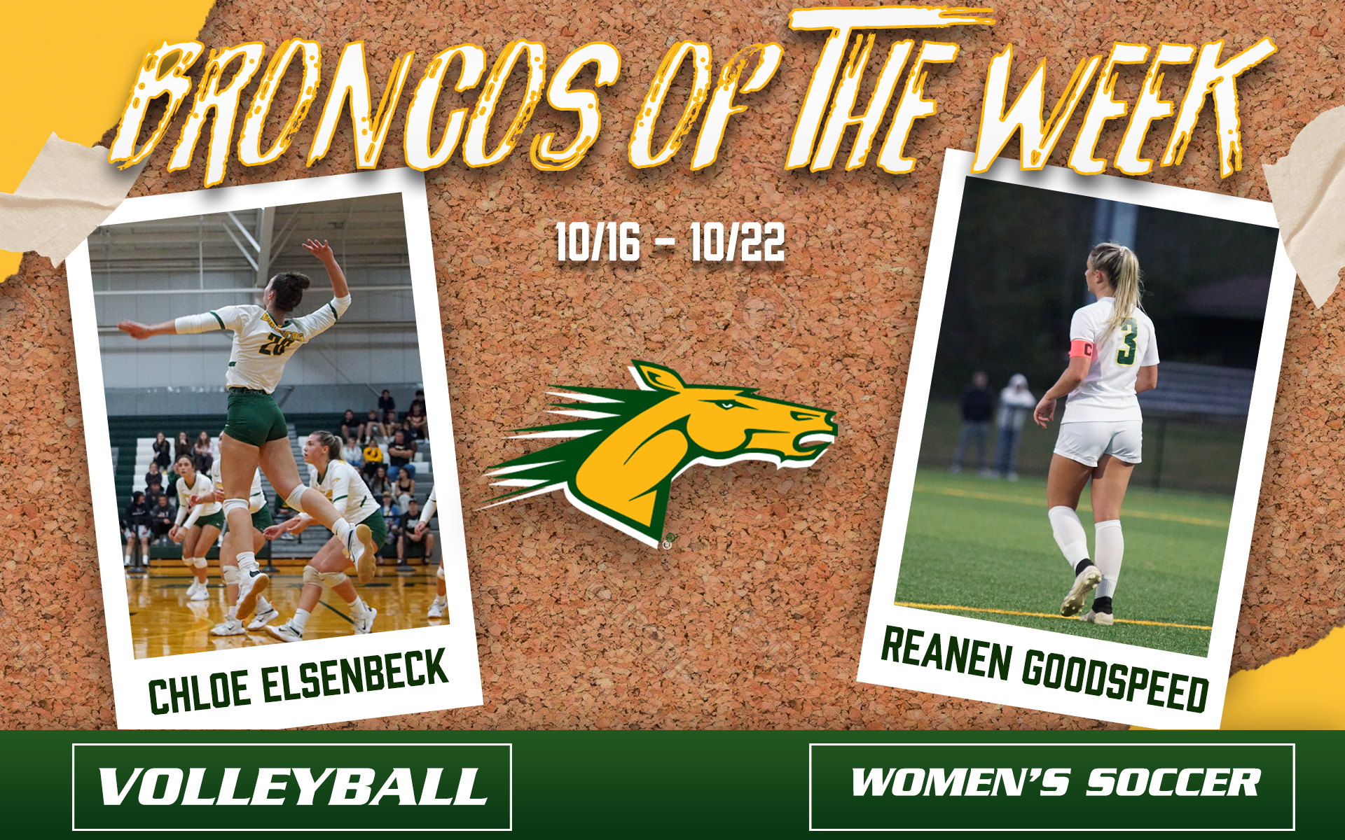 Bronco of the Week #8 Chloe Elsenbeck, Reanen Goodspeed (10/23)