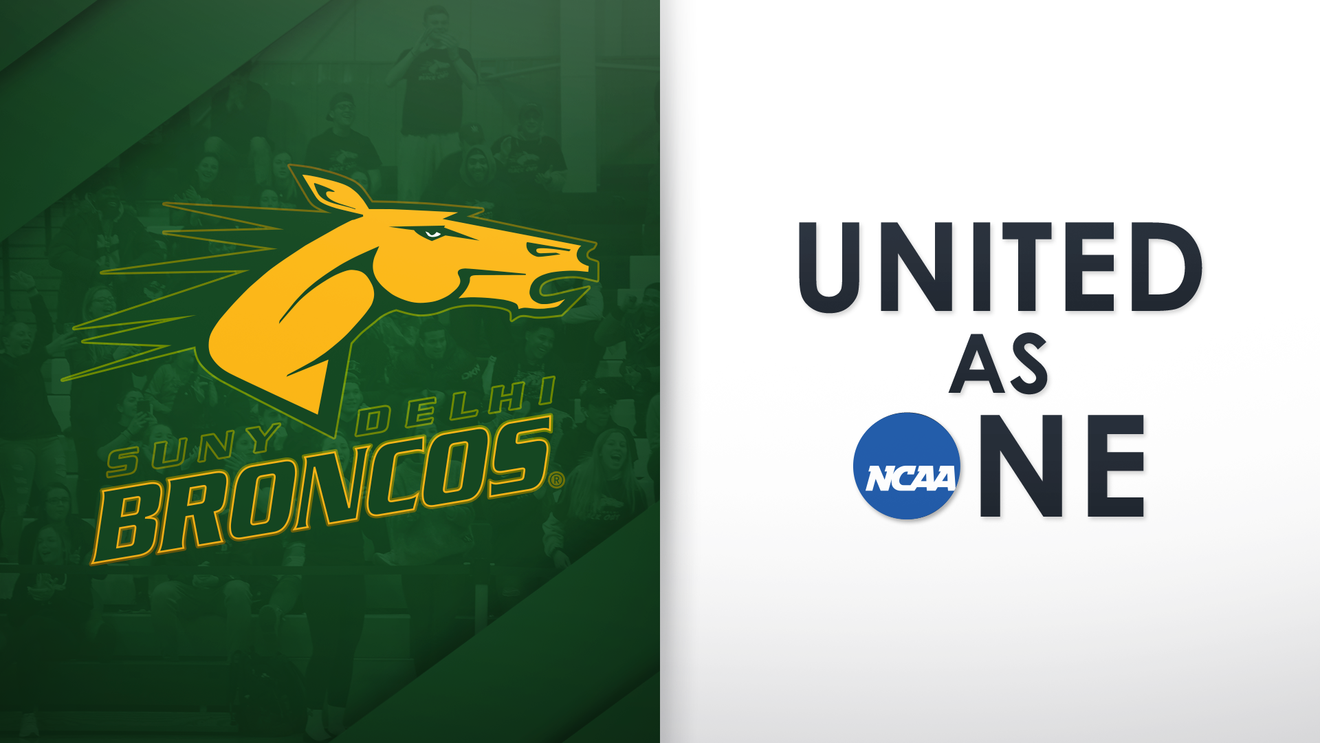 Graphic, SUNY Delhi and NCAA logos.
