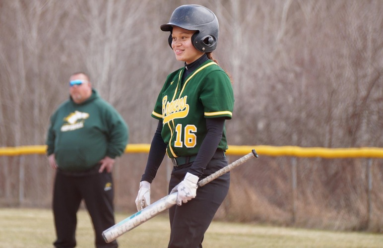 Jaylynn Sheppard stepping in to the batter's box.