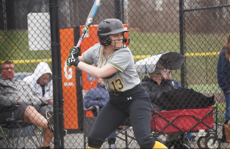Sierra Keesler at bat during Delhi's game with Penn State Brandywine. 