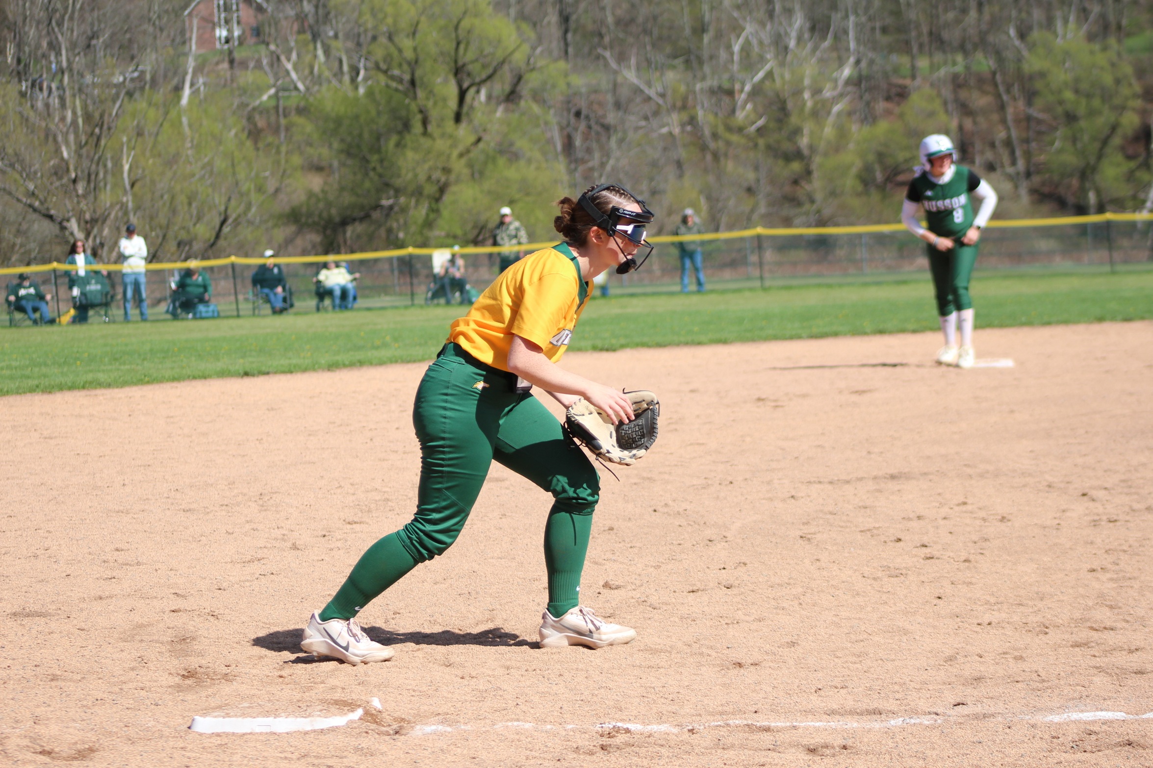 Cayla Moroni steps in to field a grounder in the Broncos' loss to Husson