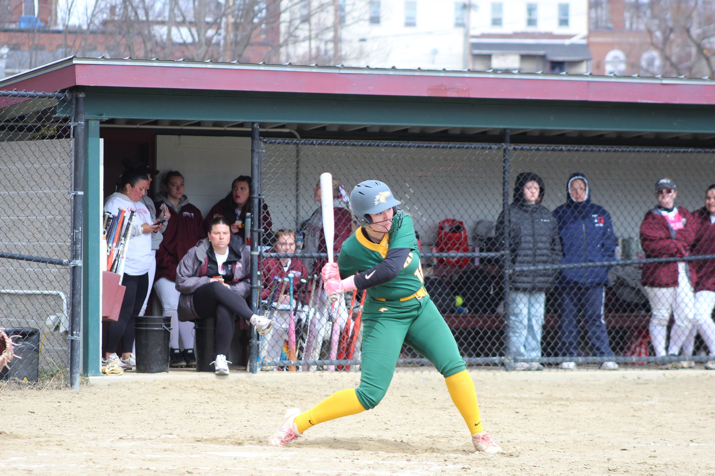 Jaden Taylor Swinging the Bat at UMaine-Farmington